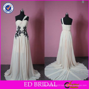 2015 Fall One-shoulder Pleated Lace Appliqued Two Color Night Gown